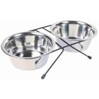 Trixie Set de gamelles en acier inox avec support 0,75 L - La Compagnie des Animaux