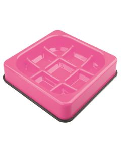 M-pets Waffle gamelle anti-glouton à carreaux rose 