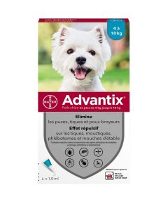 Advantix petit chien (4-10 kg) - 4 pipettes- La Compagnie des Animaux